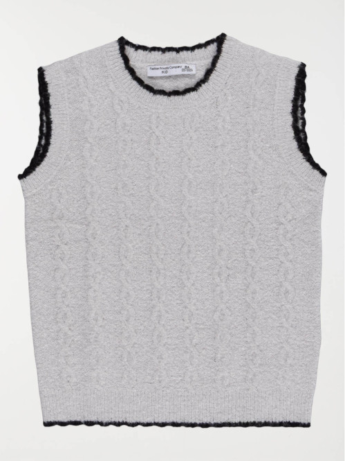 Pull col rond sans manches...