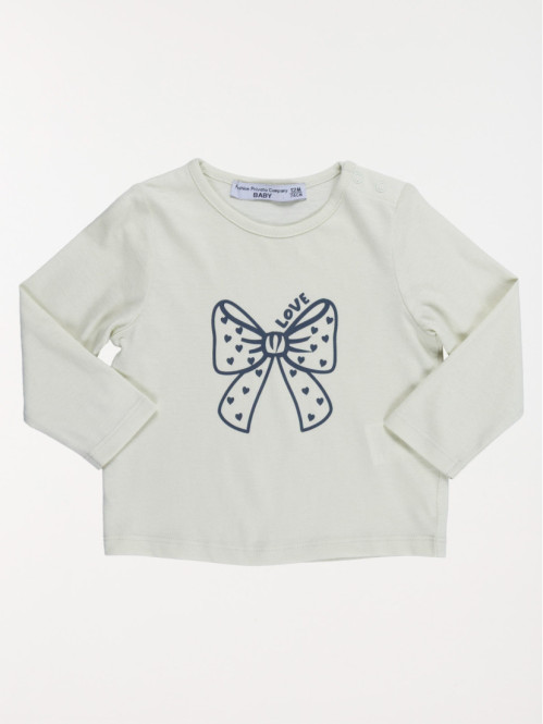 T-shirt Love noeud fille (3-36M) T-shirt Love noeud fille (3-36M)