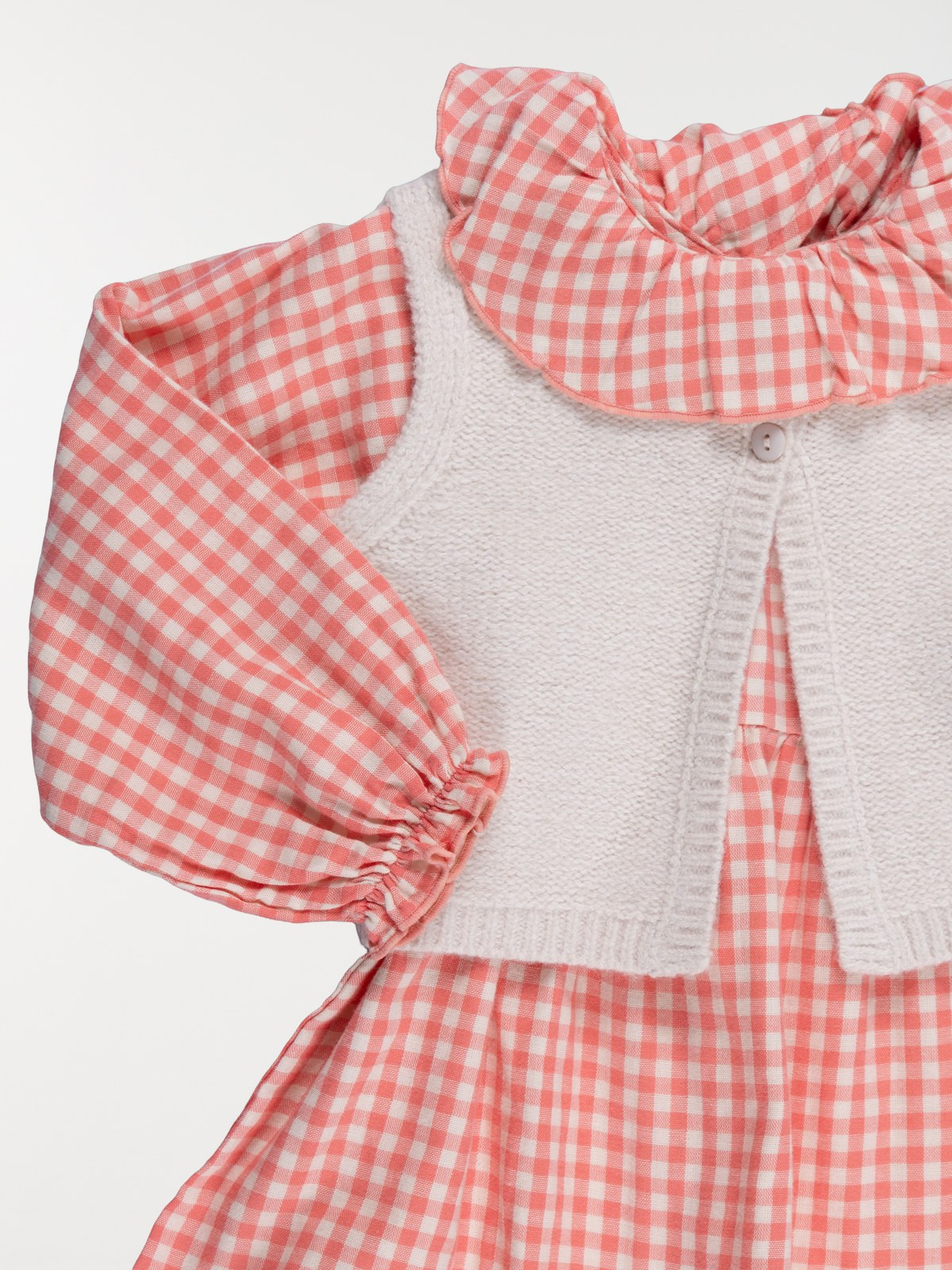 Ensemble fille robe vichy/gilet (3-36M)