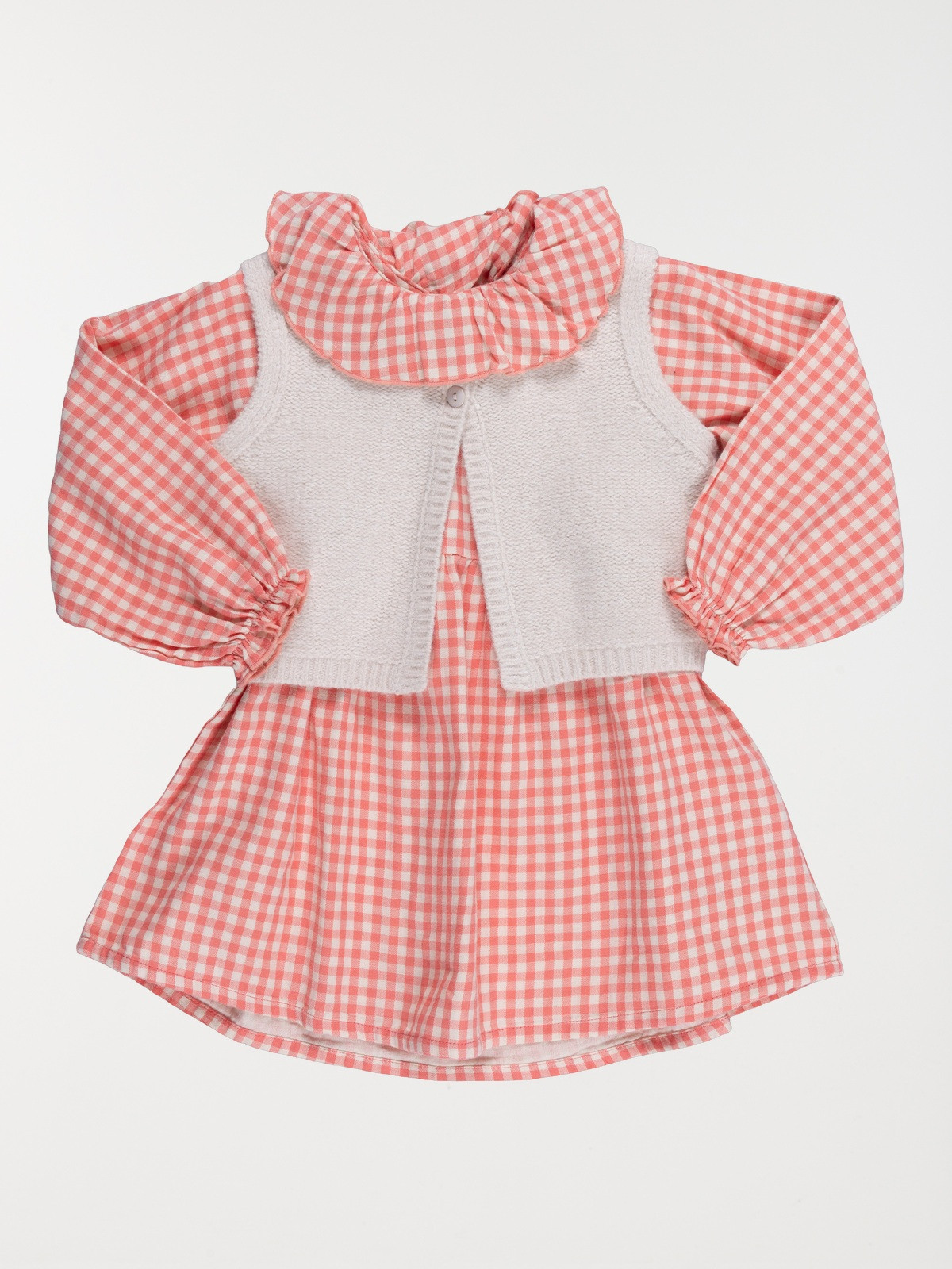 Ensemble fille robe vichy/gilet (3-36M)