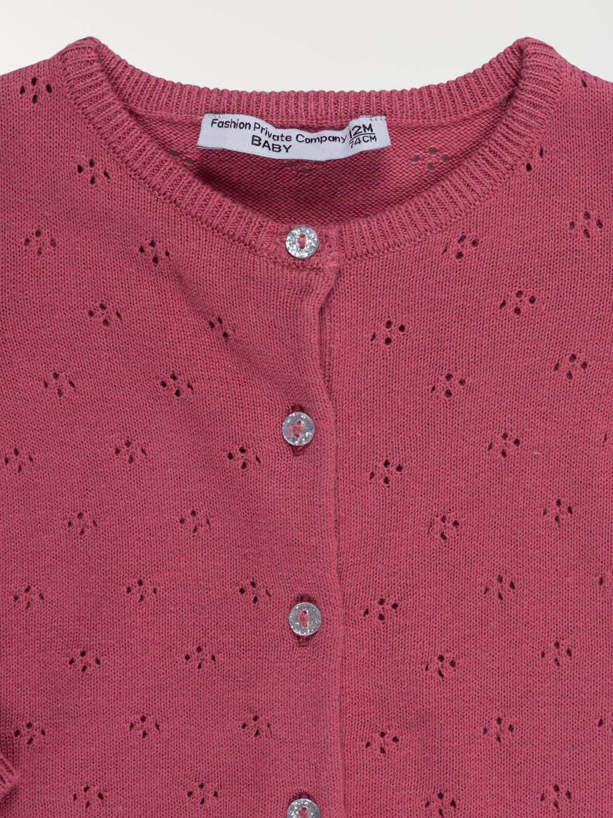 Gilet ajouré rose marbré fille (3-36M)