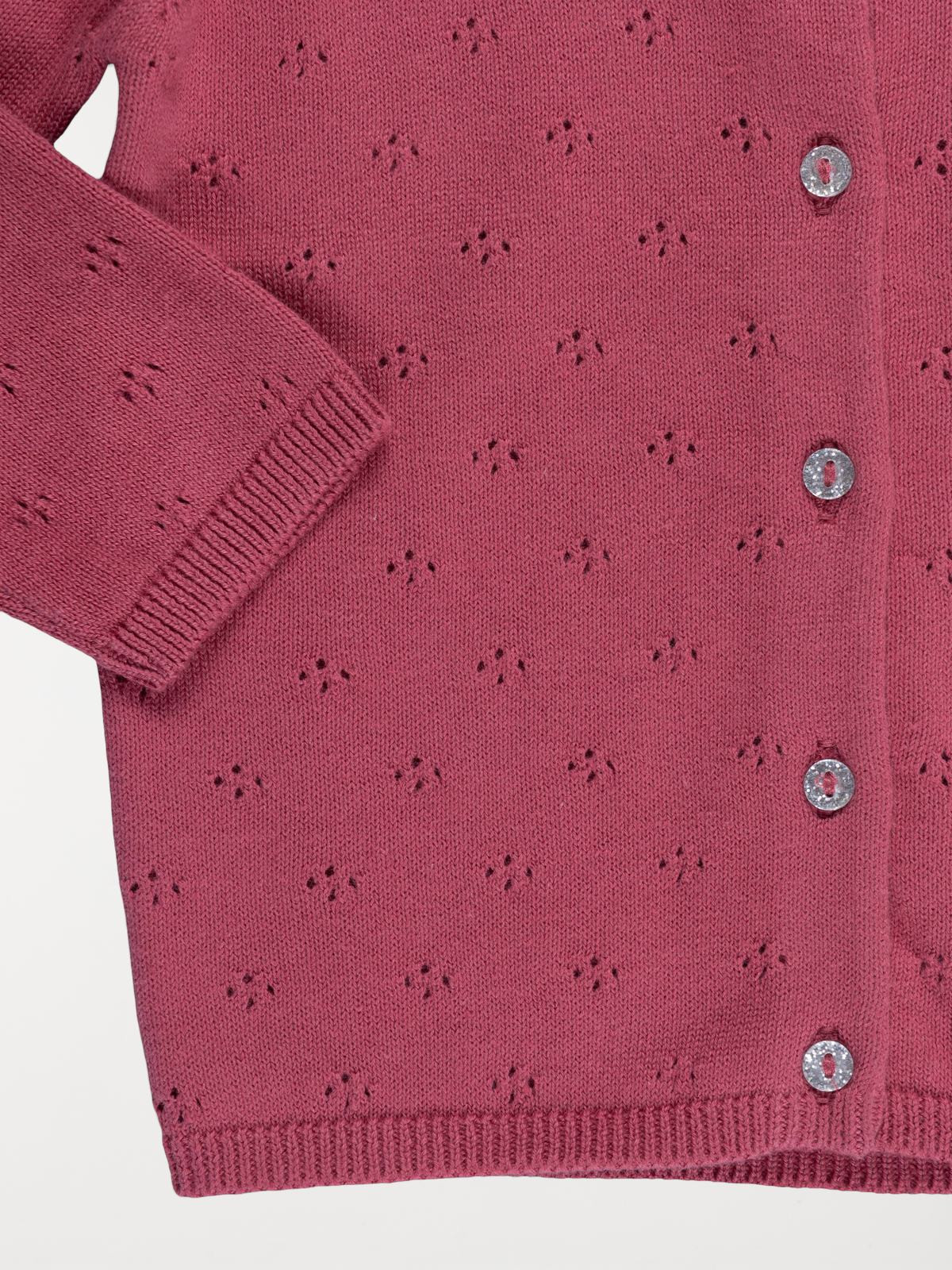 Gilet ajouré rose marbré fille (3-36M)