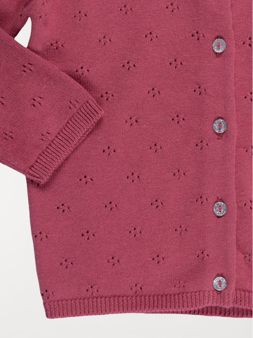 Gilet ajouré rose marbré fille (3-36M)