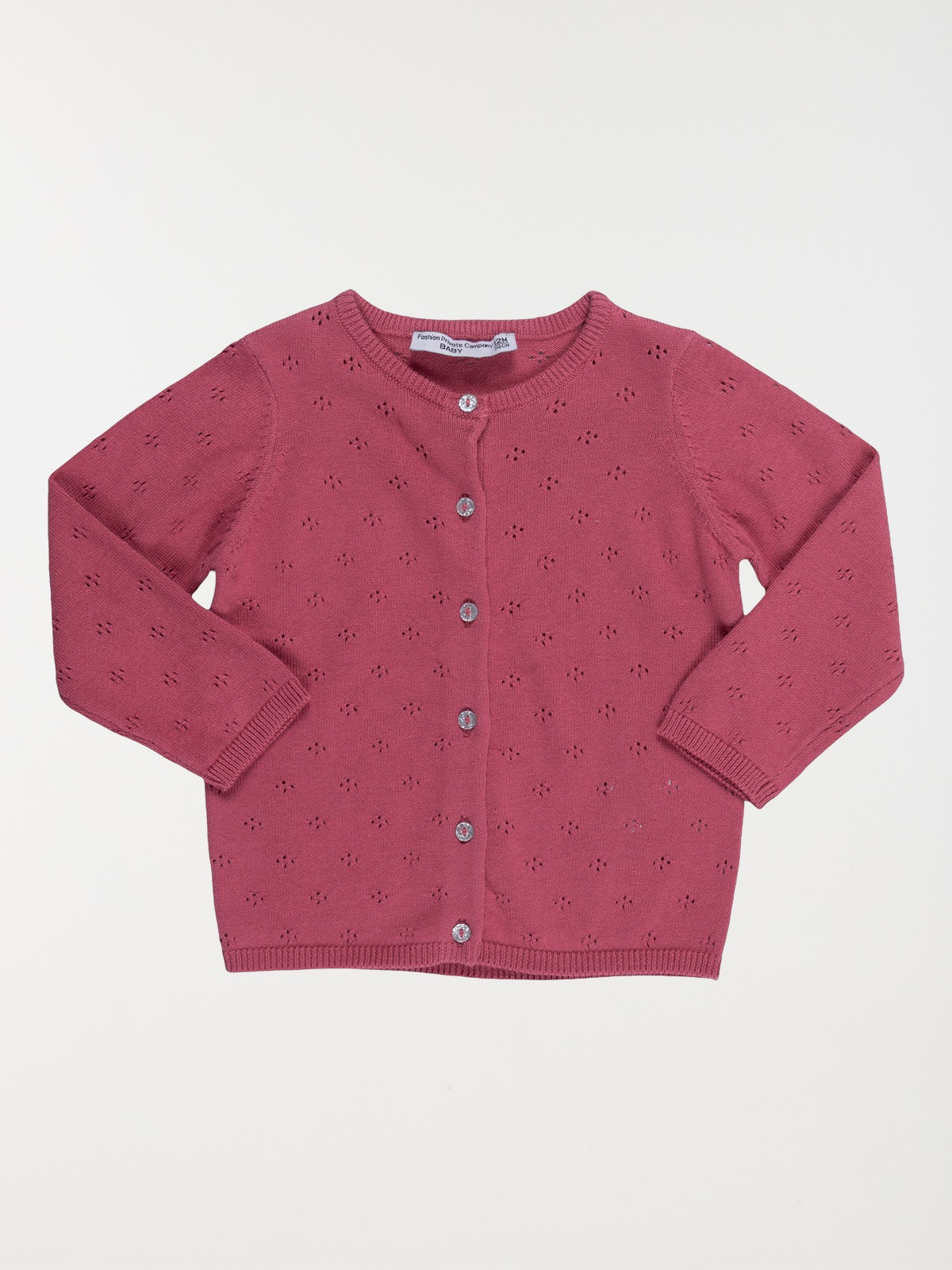 Gilet ajouré rose marbré fille (3-36M)