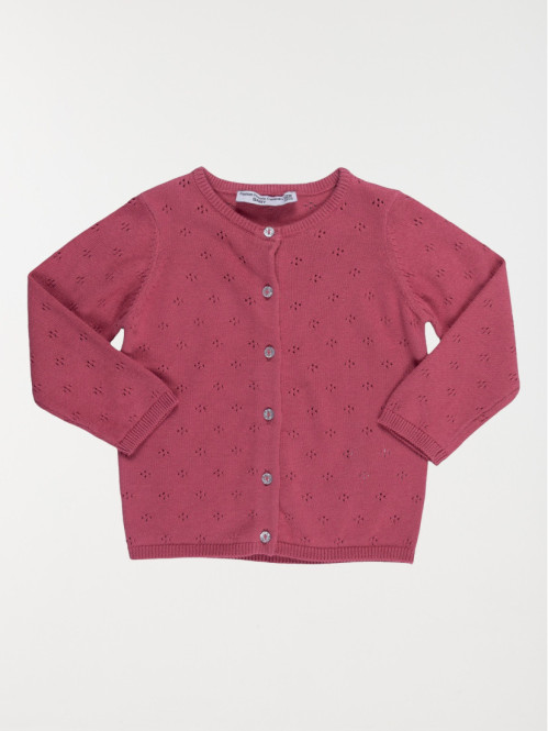 Gilet ajouré rose marbré fille (3-36M)
