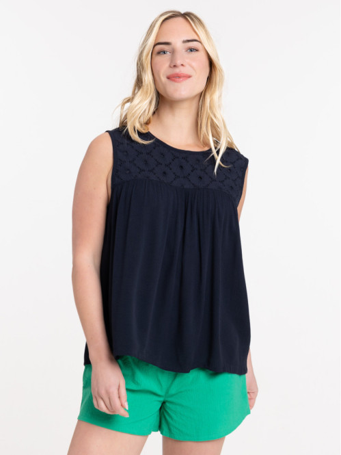 Top sans manches marine navy femme