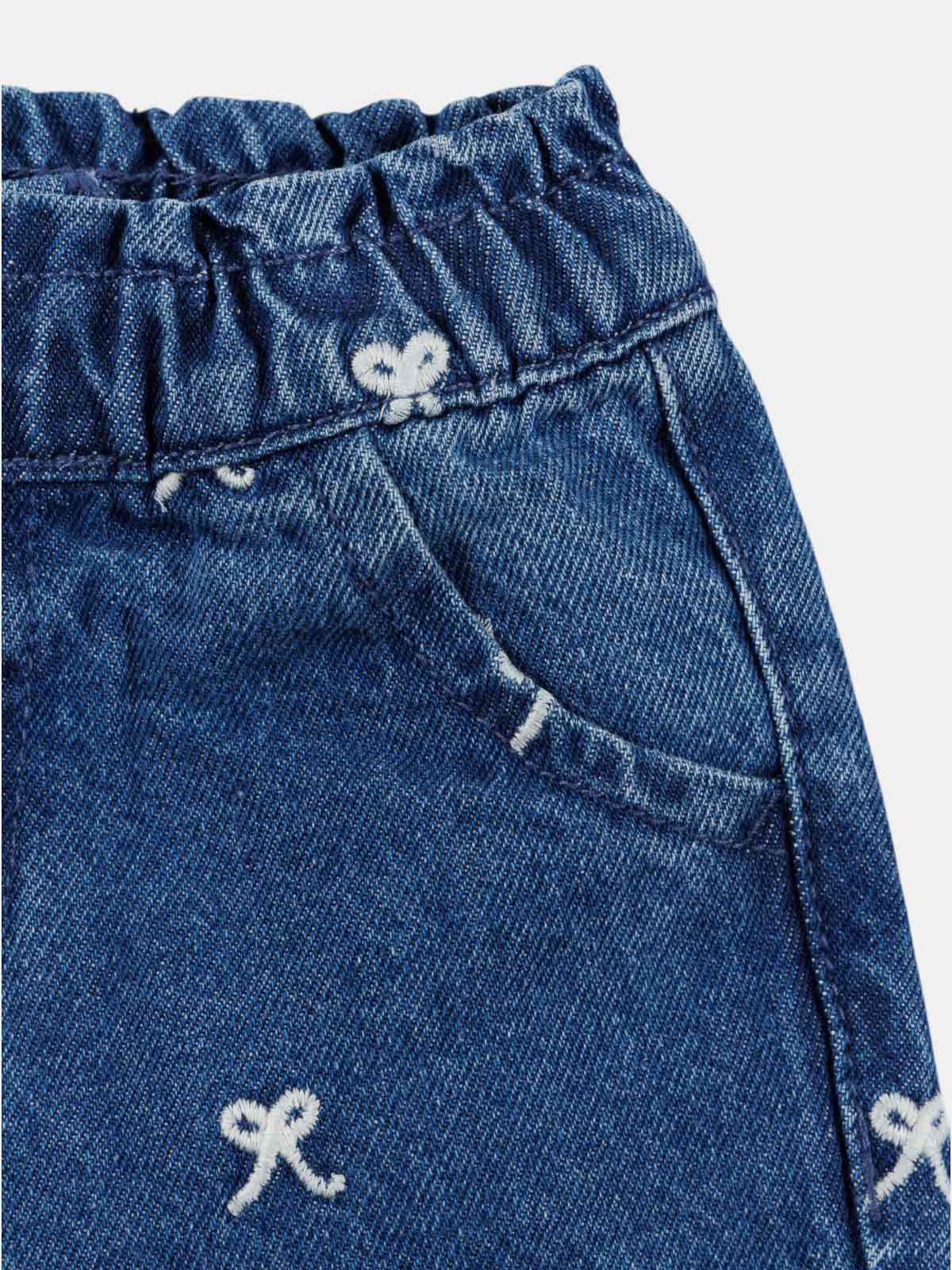 Jean noeuds brodés stone fille (6-36M) Jean noeuds brodés stone fille (6-36M)