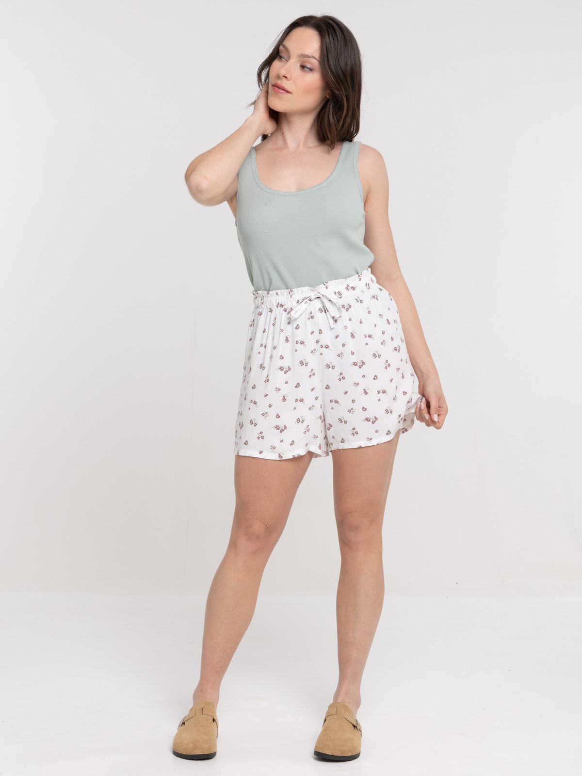 Bas de pyjama short fleuri femme