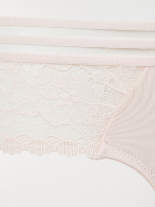 Shorty dentelle silky rose...