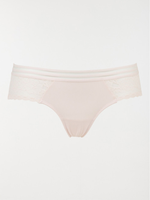 Shorty dentelle silky rose...