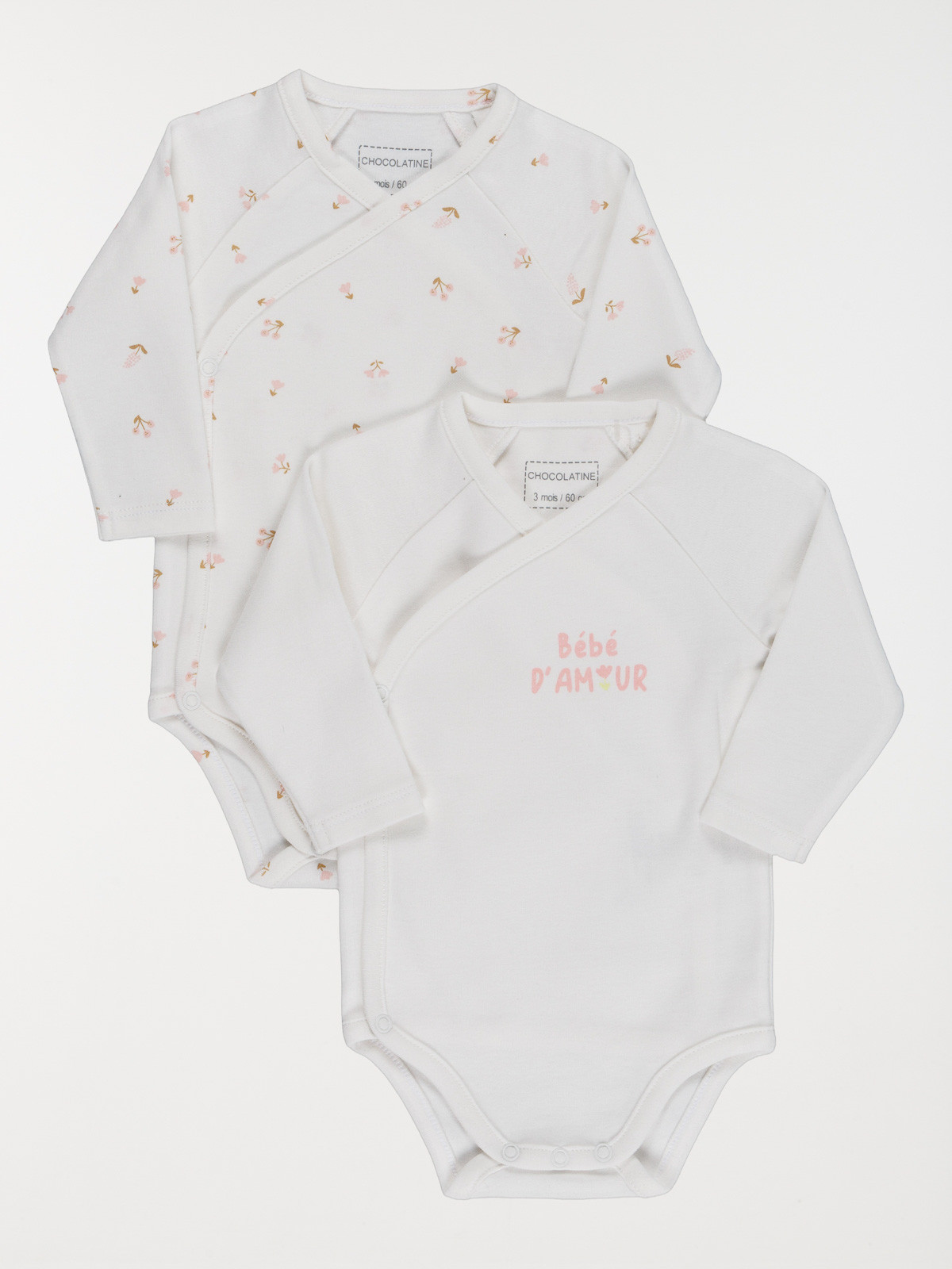 Lot 2 bodies bébé d'amour fille (0-9M)