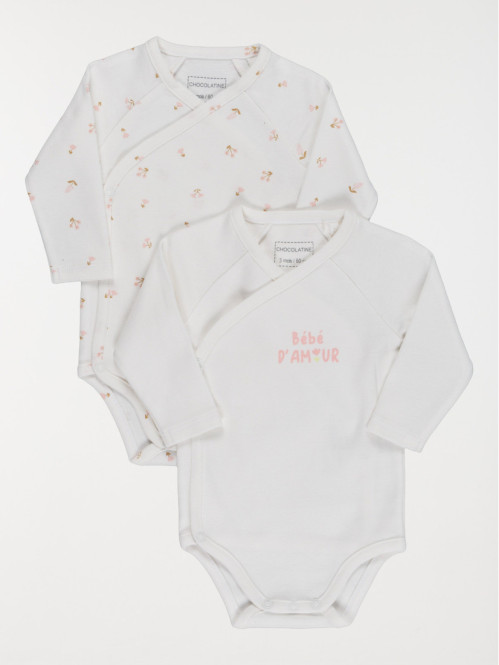 Lot 2 bodies bébé d'amour fille (0-9M)