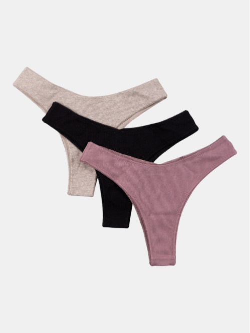 Lot de 3 tangas femme mauve...