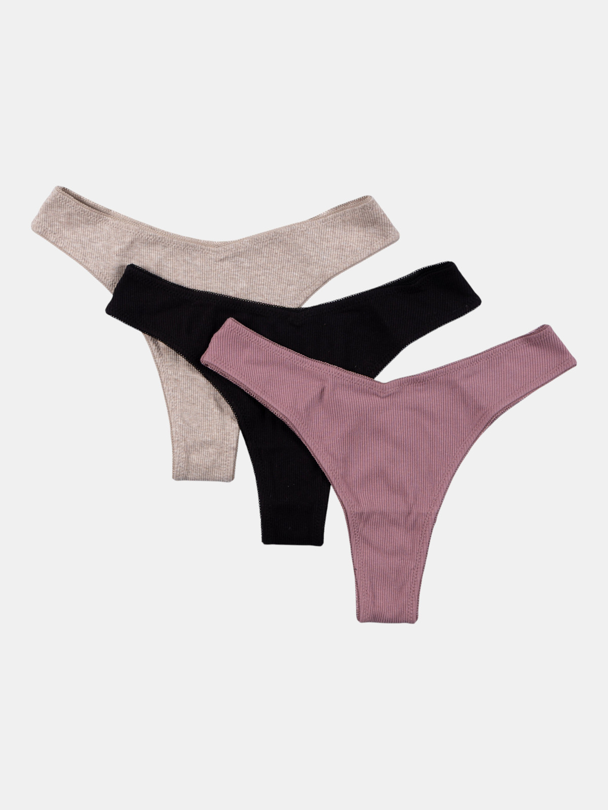 Lot de 3 tangas femme mauve (S-XL) Lot de 3 tangas femme mauve (S-XL)