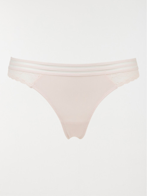 Tanga dentelle silky rose...