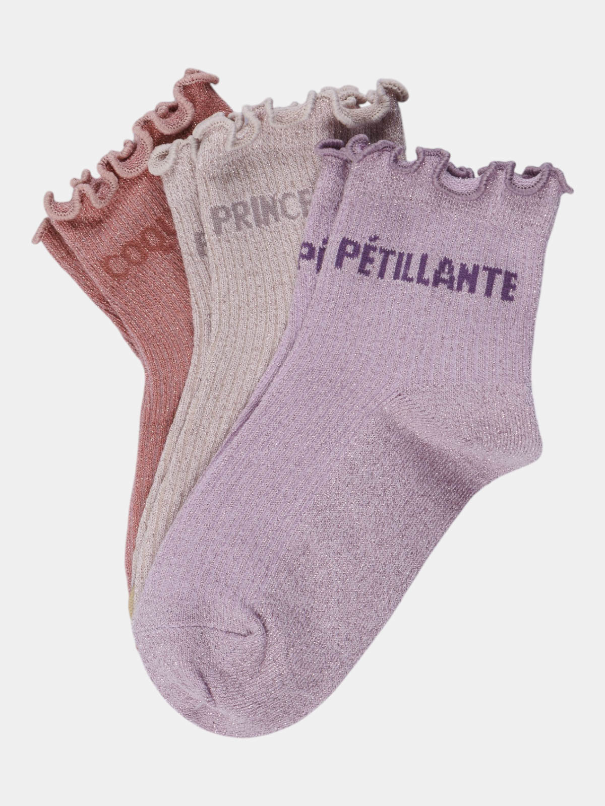 Lot 3 paires chaussettes message fille Lot 3 paires chaussettes message fille