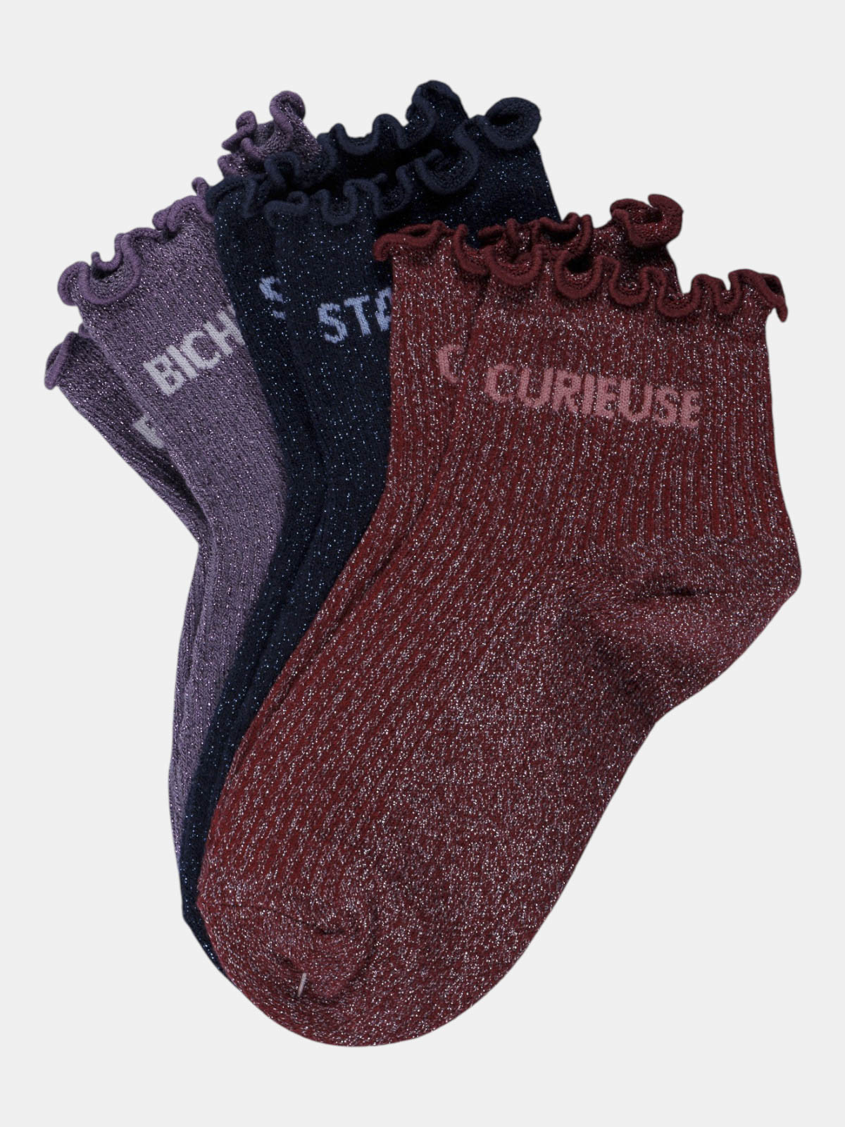 Lot 3 paires chaussettes à message fille Lot 3 paires chaussettes à message fille