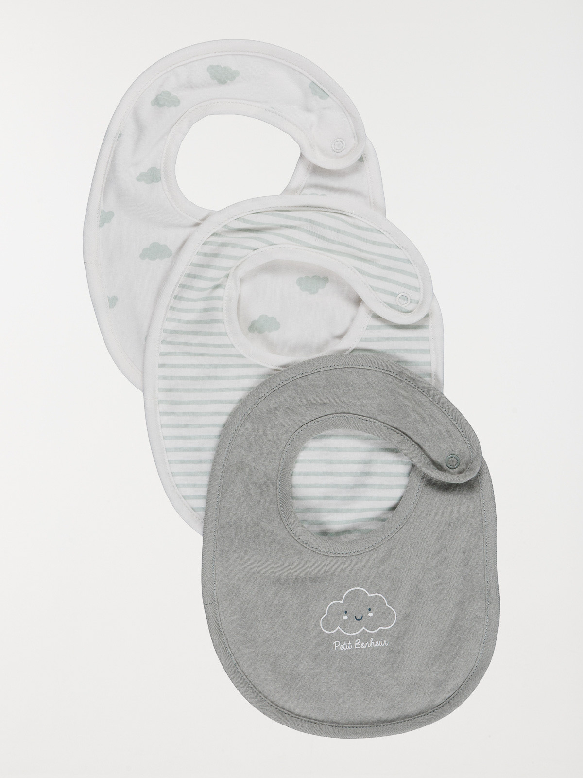 Lot de 3 bavoirs bébé Petit Bonheur