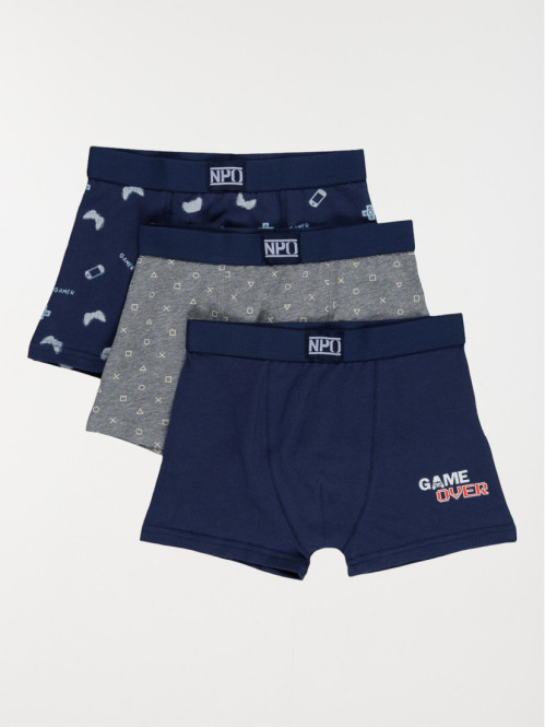 Lot de 3 boxers gaming garçon