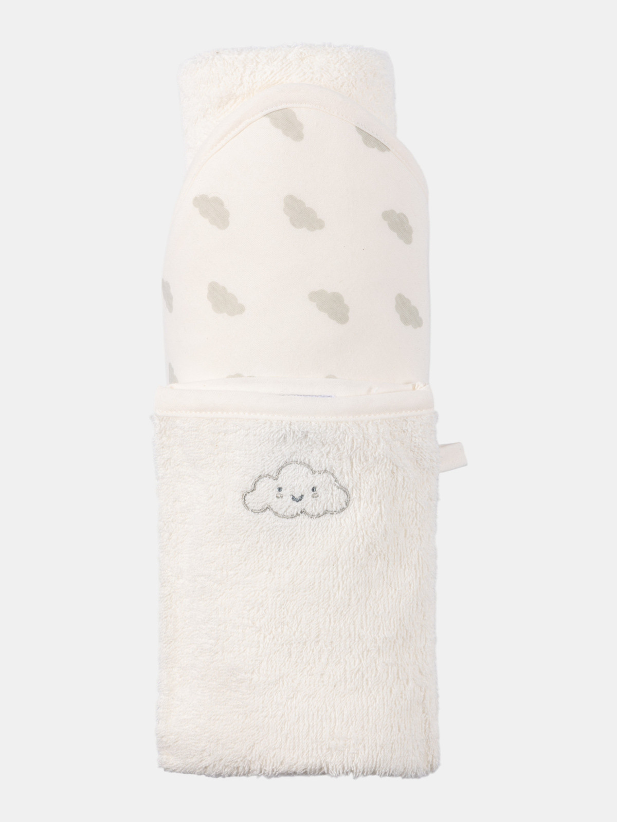 Cape de bain et gant nuage bébé