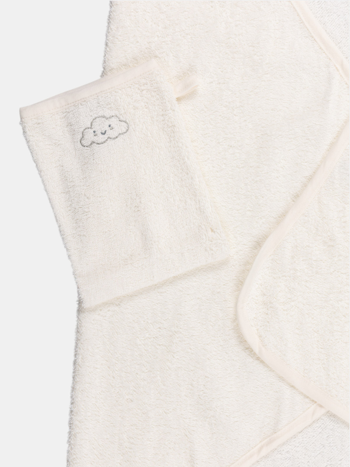 Cape de bain et gant nuage bébé