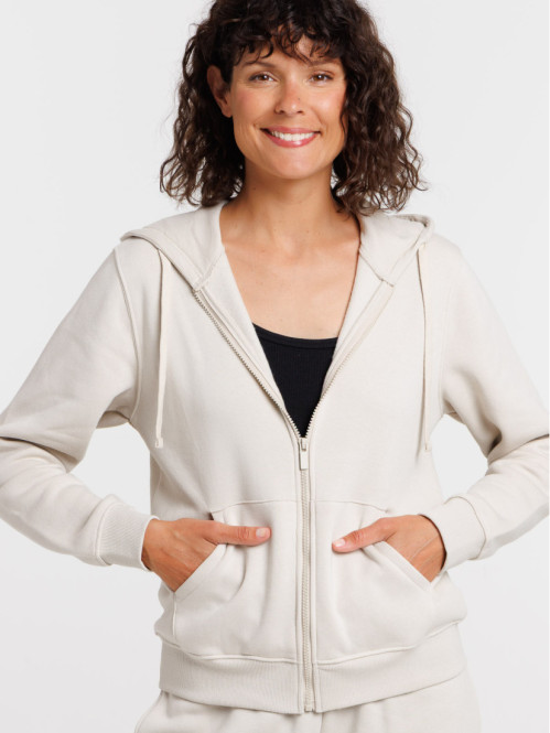 Sweat à capuche beige grisé...