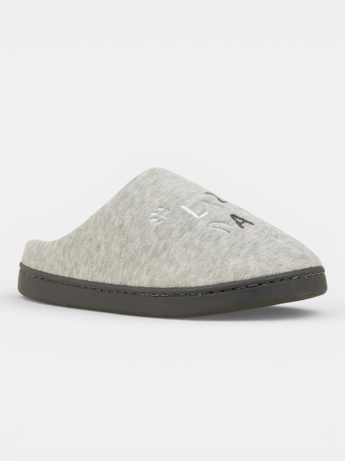 Chausson gris brodé (36-41)