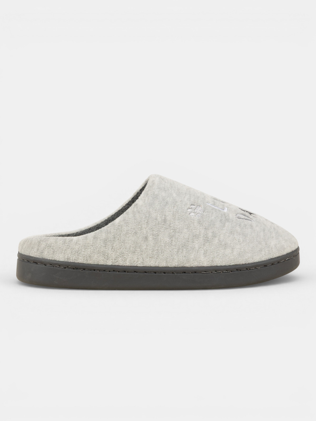 Chausson gris brodé (36-41)