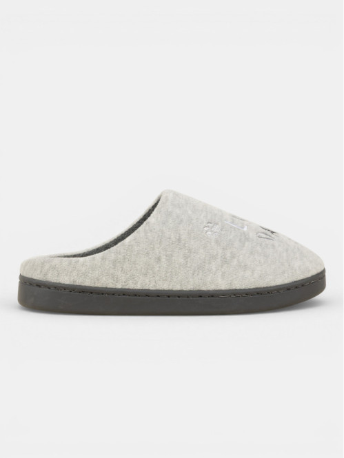 Chausson gris brodé (36-41)