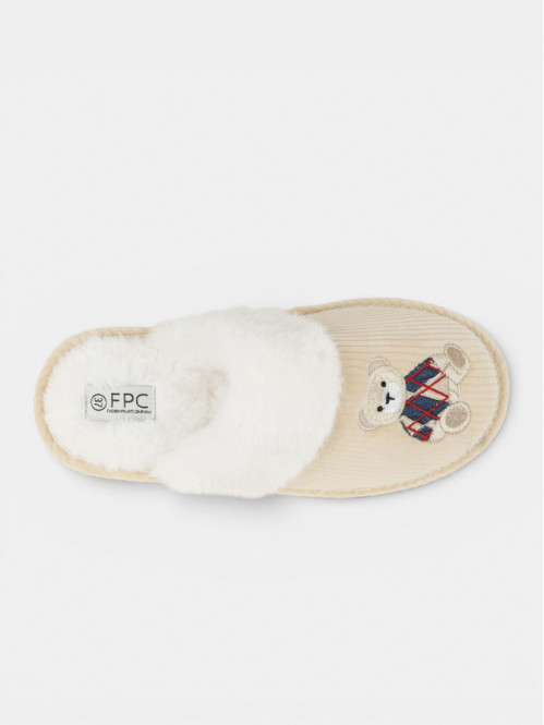 Chausson beige ourson femme...
