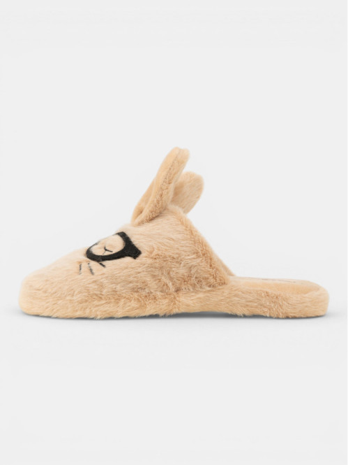 Chausson beige lapin femme...