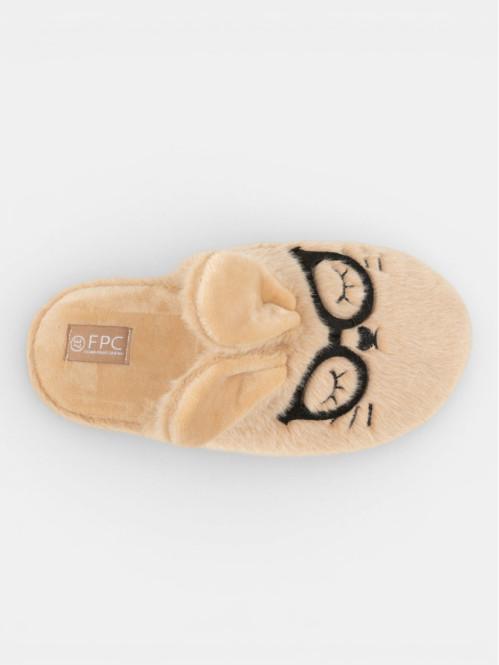 Chausson beige lapin femme...