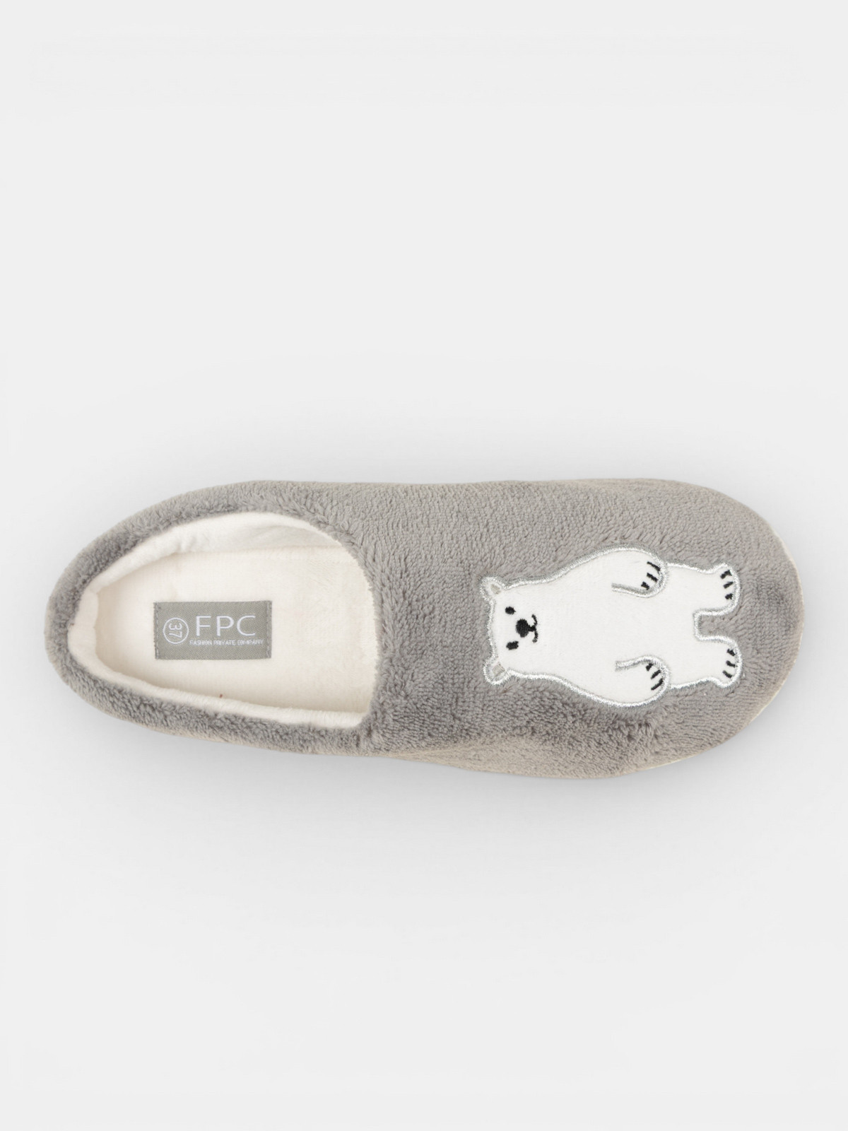 Chausson gris ours polaire femme (36-41) Chausson gris ours polaire femme (36-41)