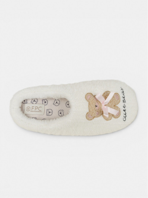 Chausson blanc ourson femme...