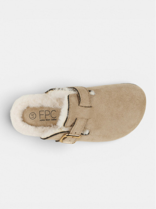Chausson fourré beige fille...