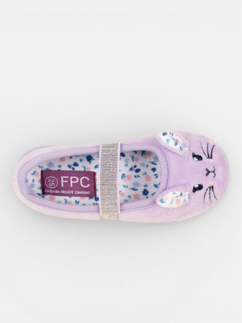 Chausson lapin lilas fille...