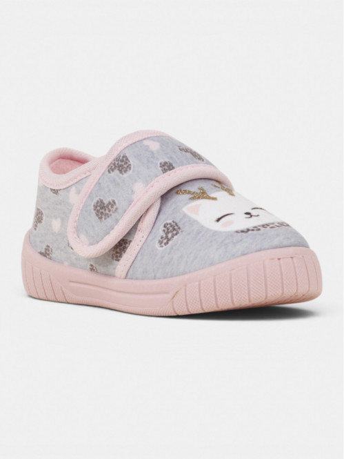 Chausson chat gris fille...