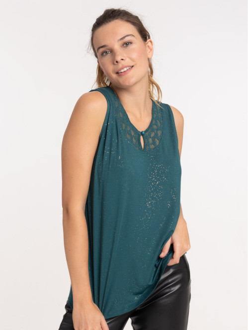 Débardeur vert british femme