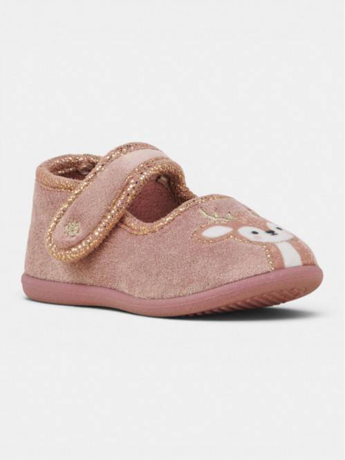 Chausson rose cerf fille...