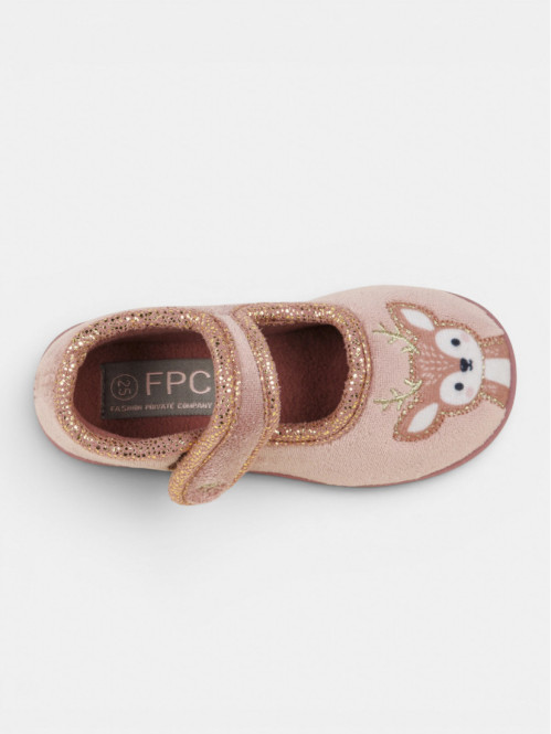 Chausson rose cerf fille...