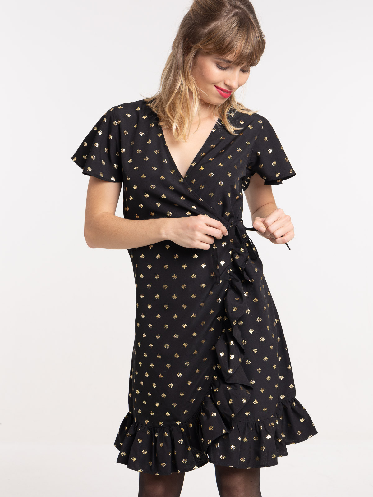 Robe noire effet portefeuille femme Robe noire effet portefeuille femme