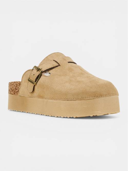 Mules fourrées beige femme...