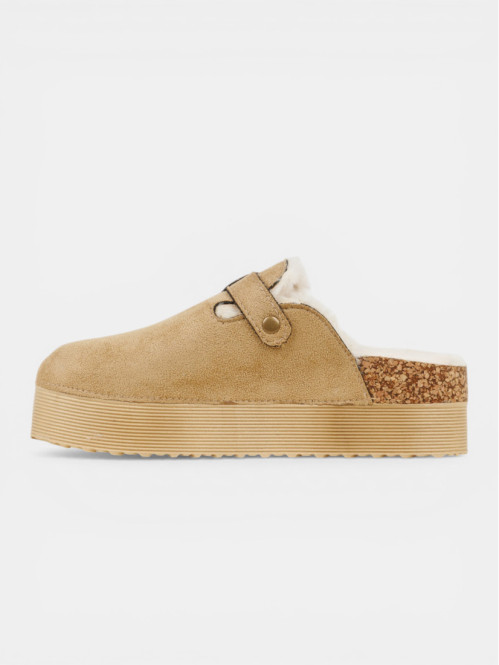 Mules fourrées beige femme...
