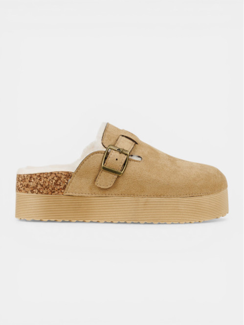 Mules fourrées beige femme...