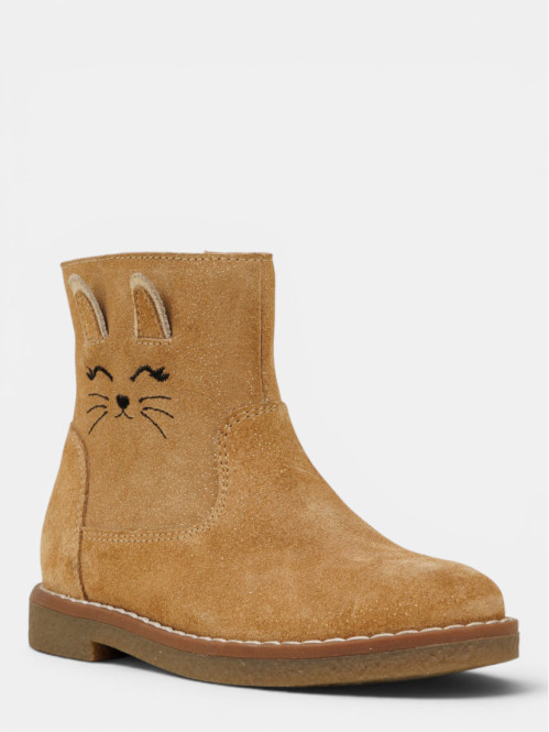 Bottine camel chat fille...