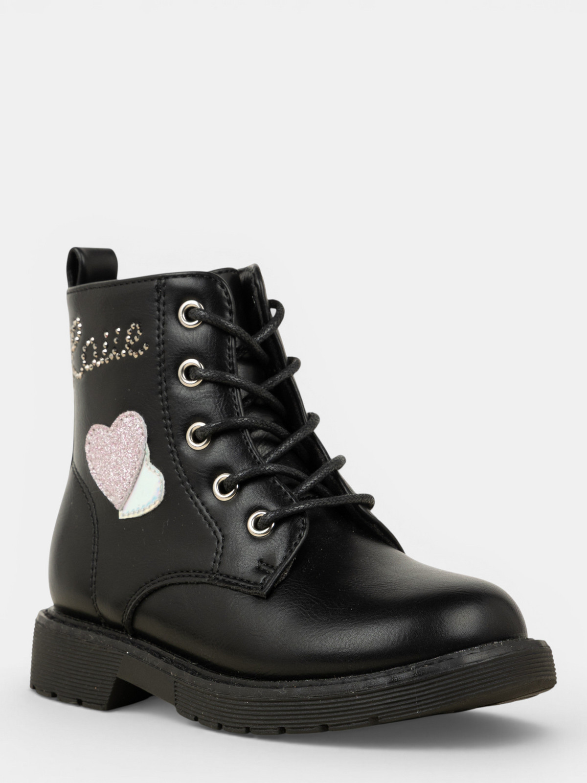Bottines noires coeurs fille (24-30)