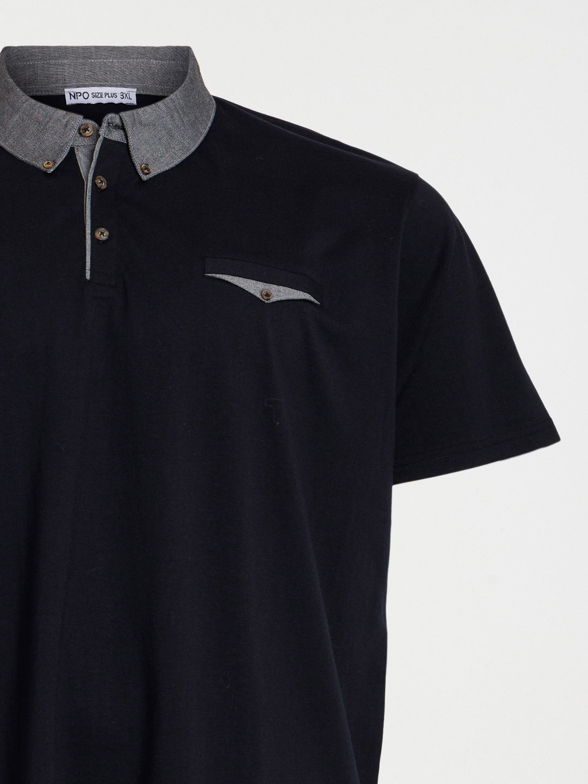 Polo noir grande taille 100% coton homme Polo noir grande taille 100% coton homme