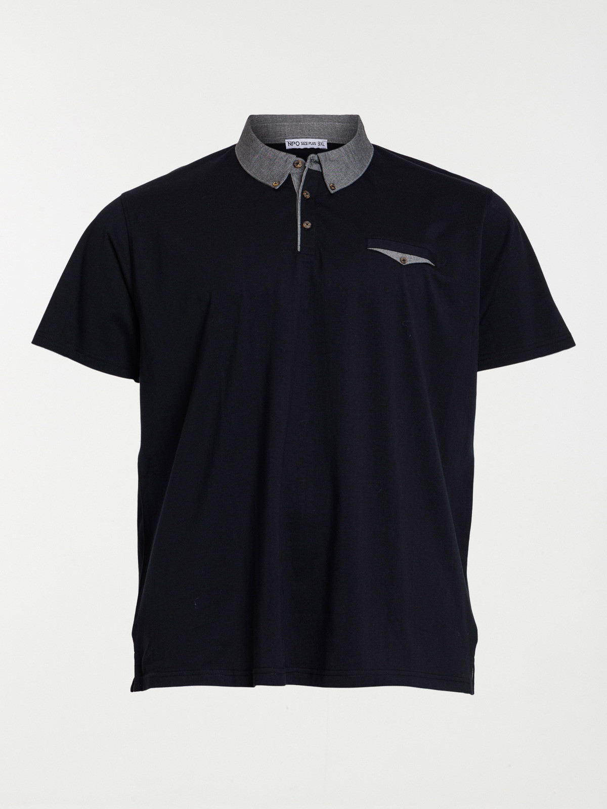 Polo noir grande taille 100% coton homme Polo noir grande taille 100% coton homme