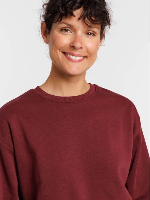 Sweat uni col rond bordeaux...