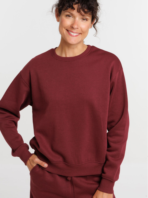 Sweat uni col rond bordeaux...